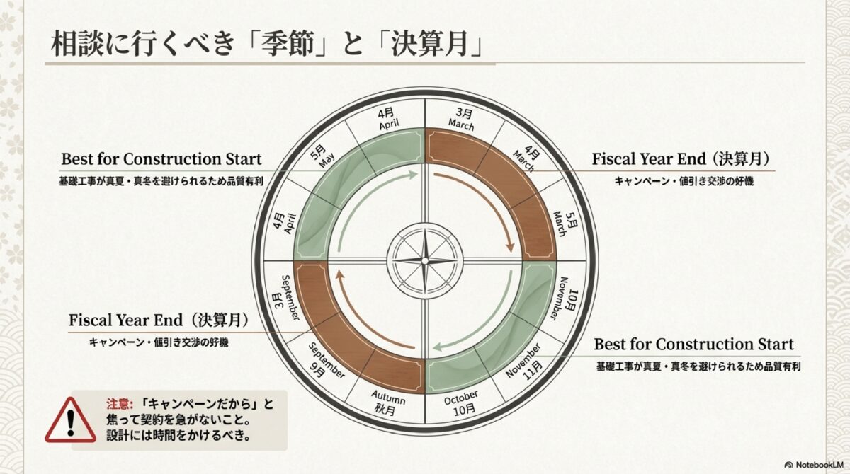 相談に行くべき「季節」と「決算月」