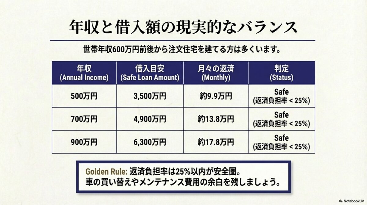 年収と借入額の現実的なバランス